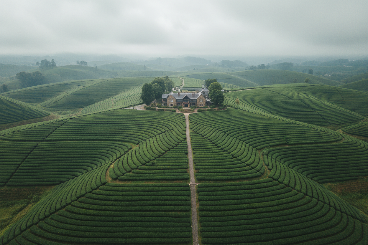Aerial Tea Garden Terraces